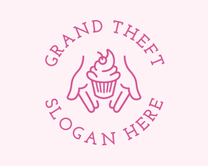 Kitchen - Pink Cupcake Hands logo design