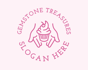 Pink Cupcake Hands logo design