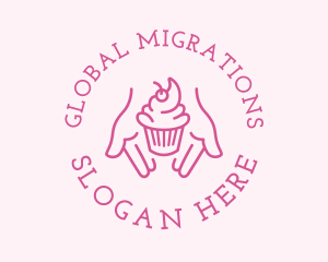 Pink Cupcake Hands logo design