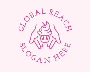 Pink Cupcake Hands logo design