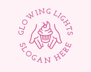 Pink Cupcake Hands logo design