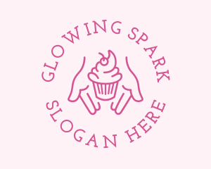 Pink Cupcake Hands logo design