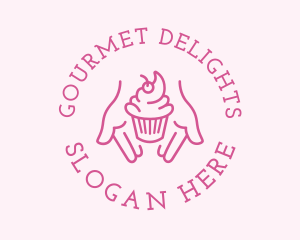 Pink Cupcake Hands logo design