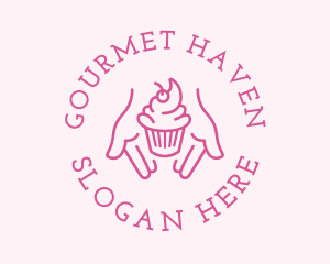 Pink Cupcake Hands logo design