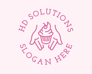 Pink Cupcake Hands logo design