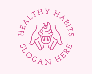 Pink Cupcake Hands logo design