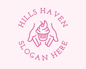 Pink Cupcake Hands logo design