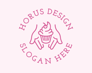 Pink Cupcake Hands logo design