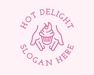 Pink Cupcake Hands logo design