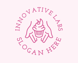 Pink Cupcake Hands logo design