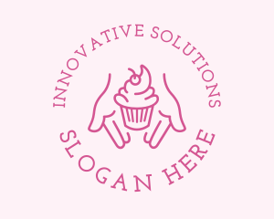 Pink Cupcake Hands logo design