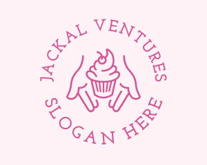 Pink Cupcake Hands logo design