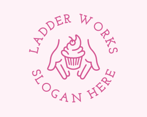 Pink Cupcake Hands logo design