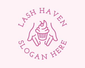 Pink Cupcake Hands logo design