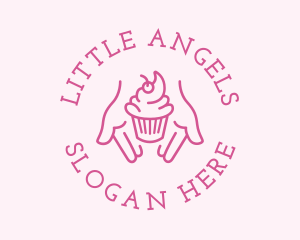 Pink Cupcake Hands logo design