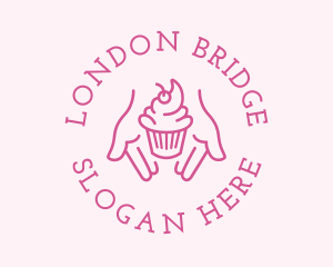 Pink Cupcake Hands logo design