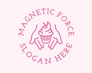 Pink Cupcake Hands logo design