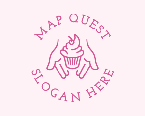 Pink Cupcake Hands logo design