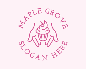 Pink Cupcake Hands logo design