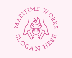 Pink Cupcake Hands logo design