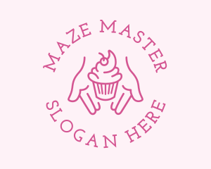 Pink Cupcake Hands logo design