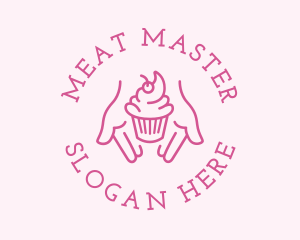 Pink Cupcake Hands logo design