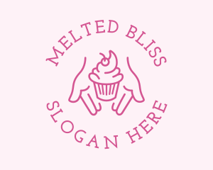 Pink Cupcake Hands logo design