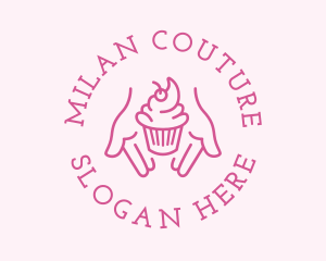 Pink Cupcake Hands logo design