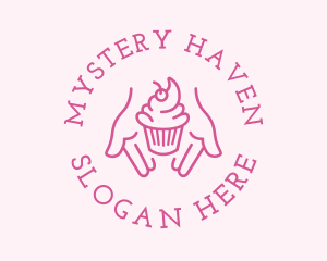 Pink Cupcake Hands logo design