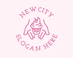 Pink Cupcake Hands logo design