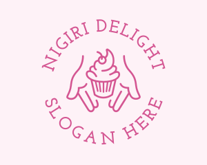 Pink Cupcake Hands logo design