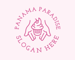 Pink Cupcake Hands logo design