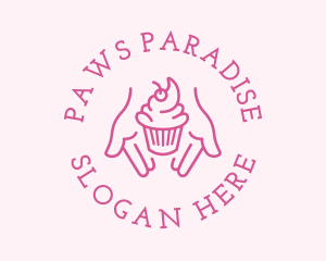 Pink Cupcake Hands logo design