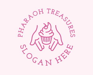 Pink Cupcake Hands logo design