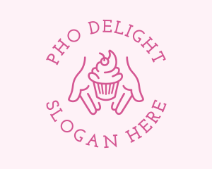 Pink Cupcake Hands logo design