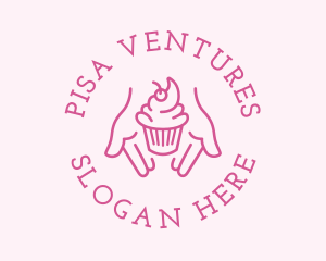 Pink Cupcake Hands logo design