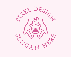 Pink Cupcake Hands logo design