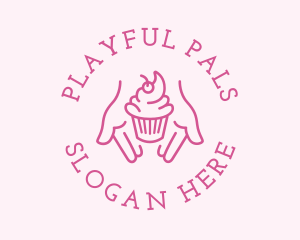 Pink Cupcake Hands logo design