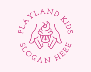 Pink Cupcake Hands logo design