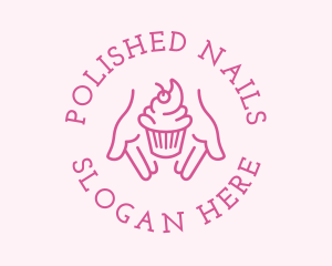 Pink Cupcake Hands logo design