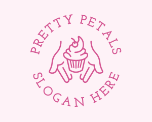 Pink Cupcake Hands logo design