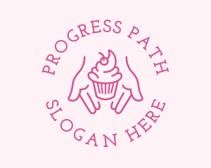 Pink Cupcake Hands logo design