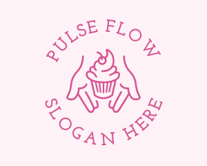 Pink Cupcake Hands logo design