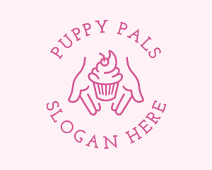 Pink Cupcake Hands logo design