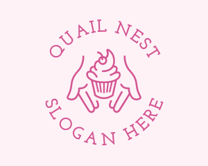 Pink Cupcake Hands logo design