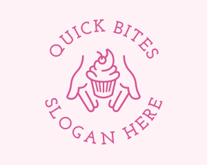 Pink Cupcake Hands logo design