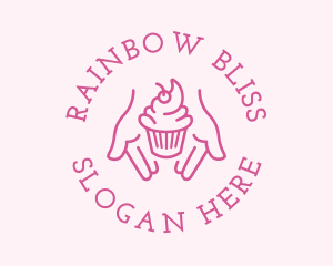 Pink Cupcake Hands logo design