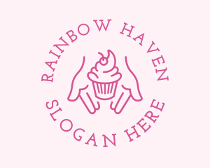 Pink Cupcake Hands logo design