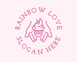 Pink Cupcake Hands logo design