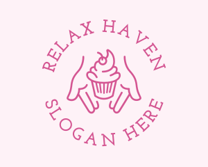 Pink Cupcake Hands logo design